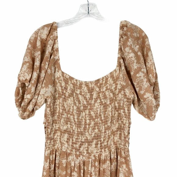NEW Free People Midi Beige Floral Prairie Dress M - Picture 7 of 12